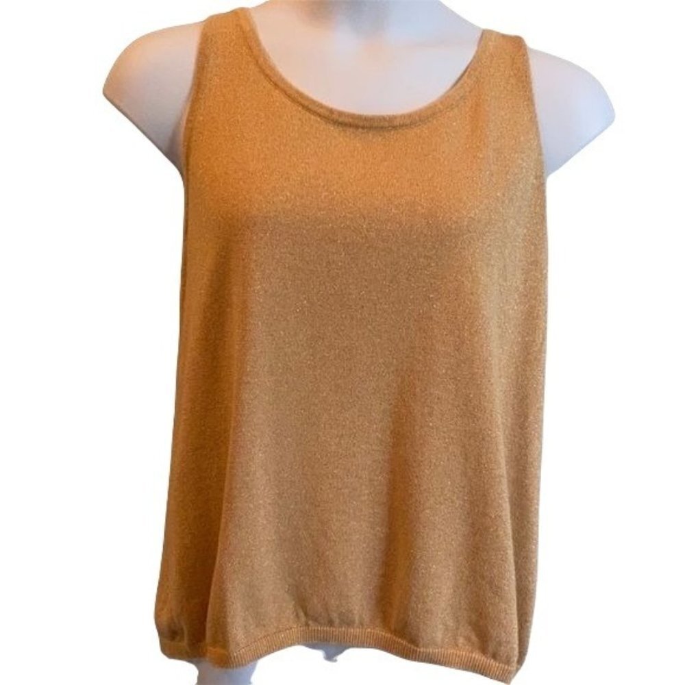 Elisabeth Sleeveless Gold Top with Slight Sparkle Plus Size 2X